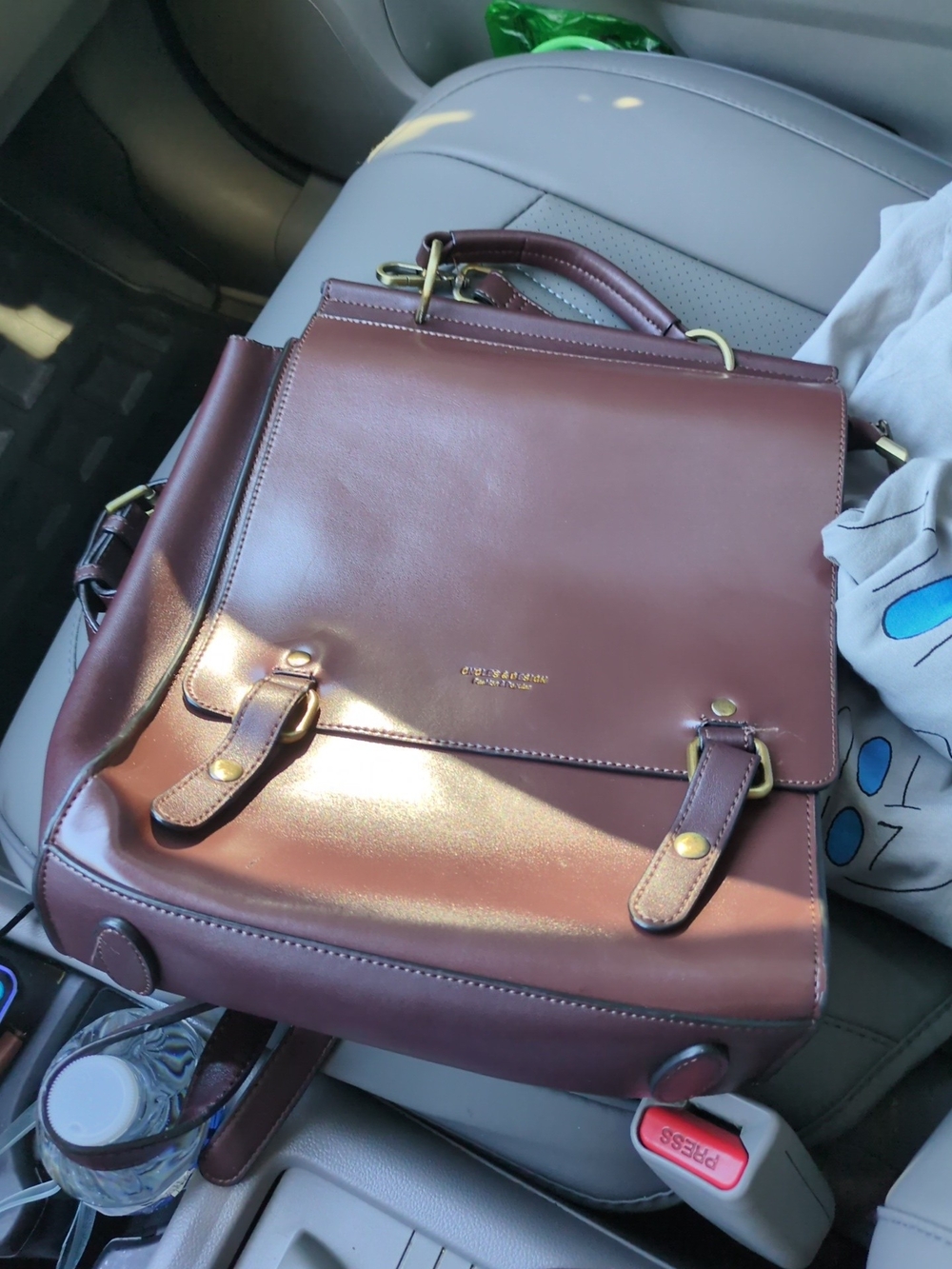 Structured Leather Backpack in Mahogany Brown